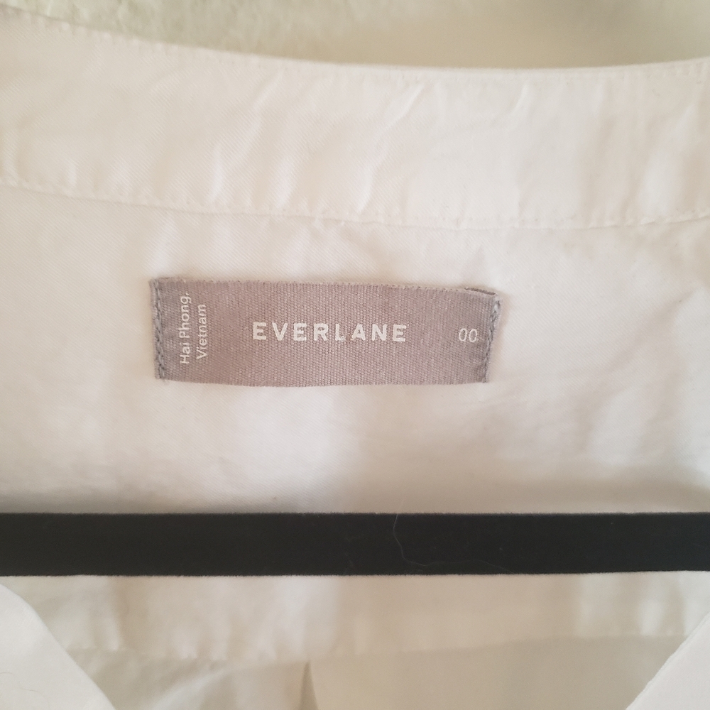 Everlane‎ Collarless White Button-Up Blouse 00 - Picture 2 of 9